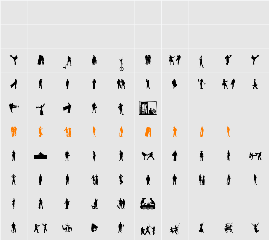Human Silhouettes Free Eight Character Map
