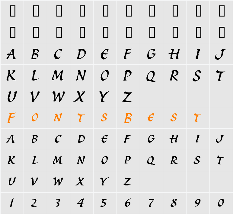 Spirit SC ITC TT Character Map