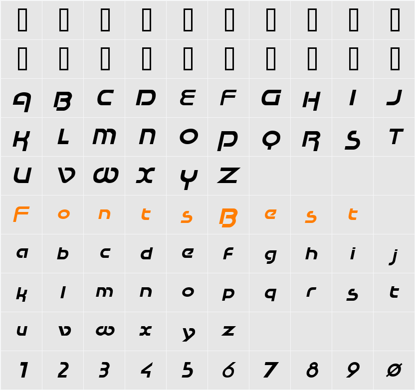 RaceTracSSK Character Map