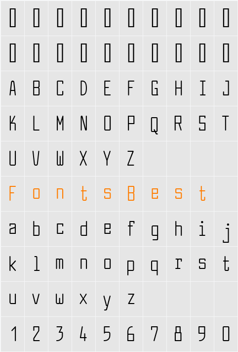 Larabiefont Compressed Character Map
