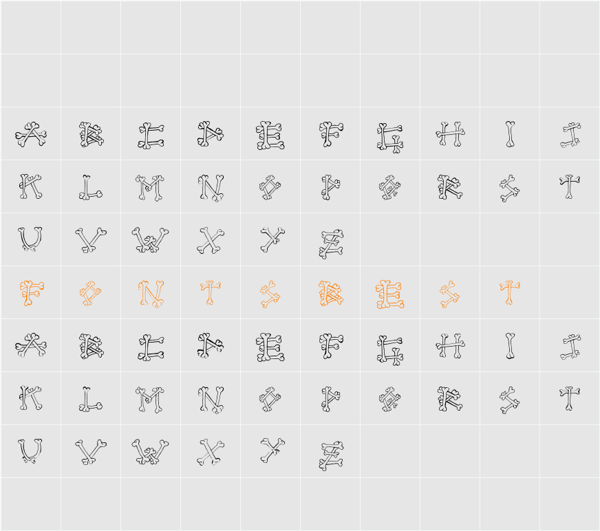 Bones2 Character Map