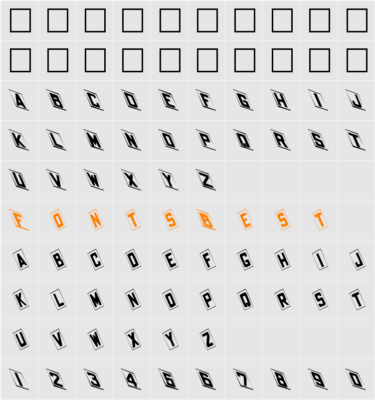 FZ BORDERS 14 LEFTY Character Map
