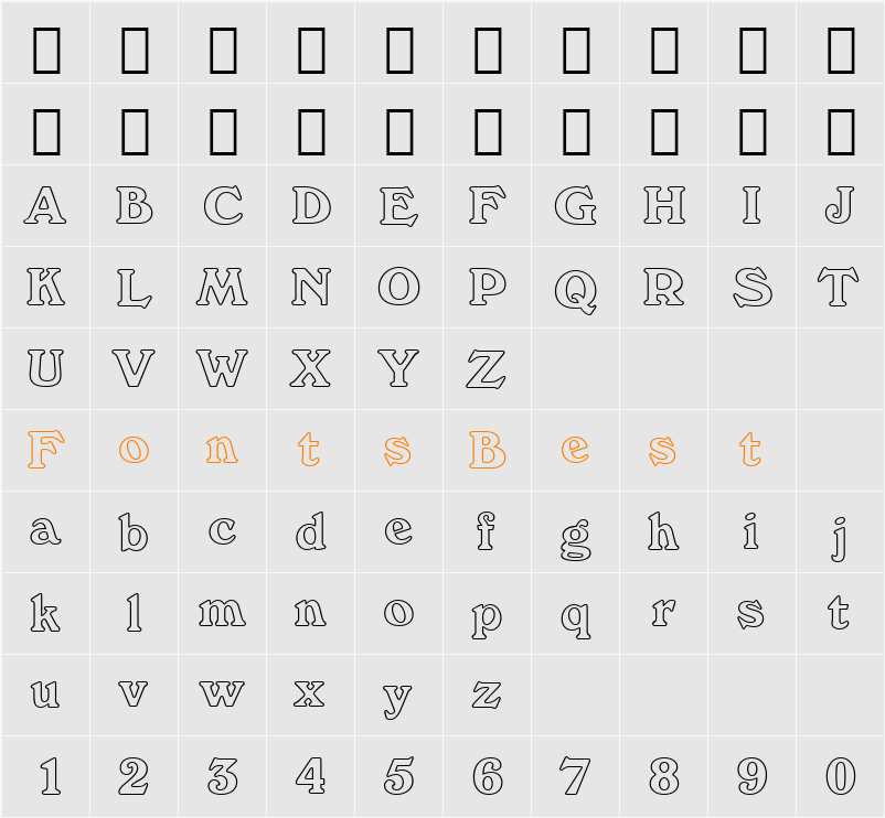 Windsor Oul BT Character Map