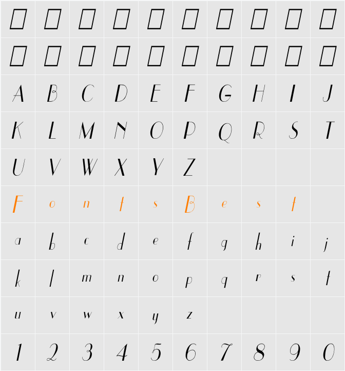 UppEa Cn Italic Character Map
