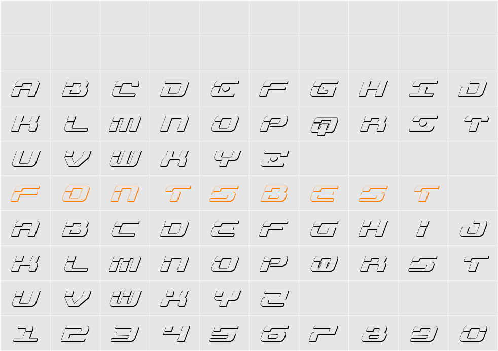 Troopers 3D Italic Character Map