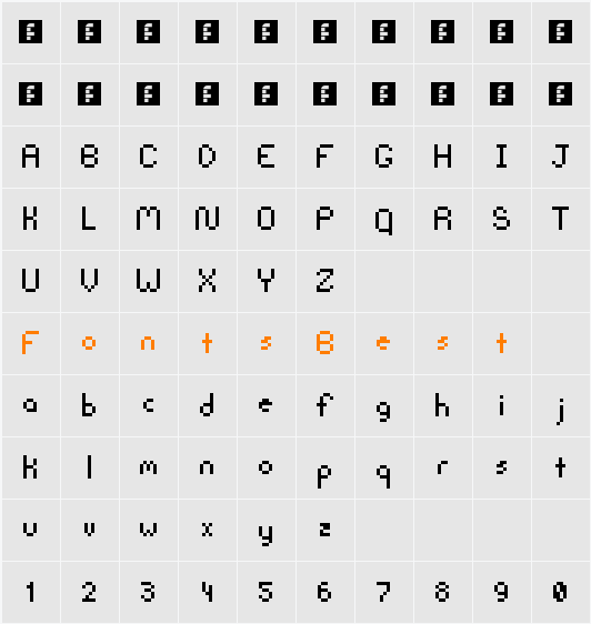 BitsyButton v2 Character Map