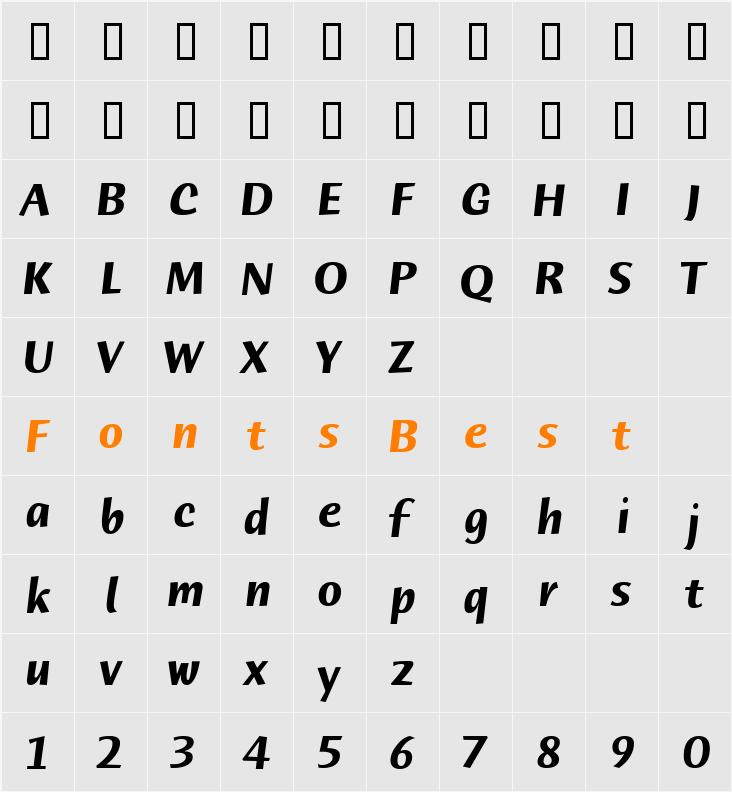 Humana Sans ITC TT Character Map