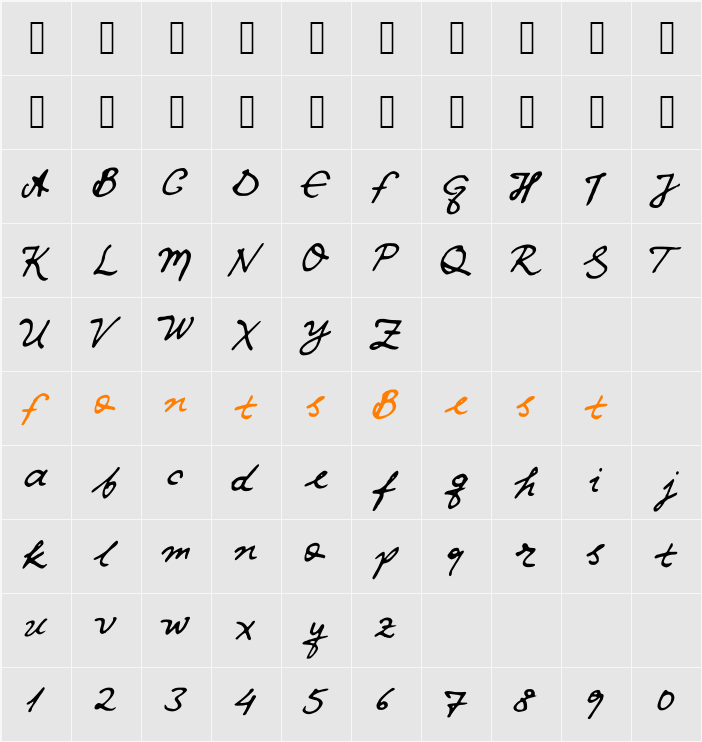 iwfxv02 Character Map
