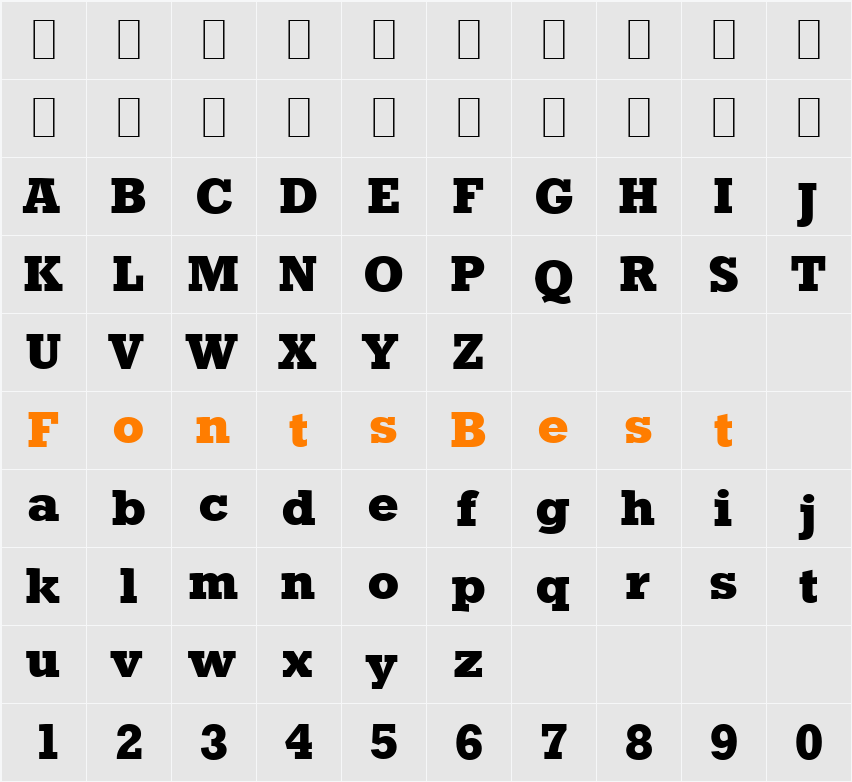 Stafford-Serial-ExtraBold Character Map