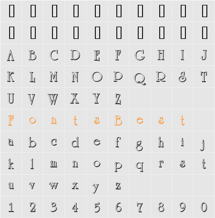 a_RomanusSh Character Map