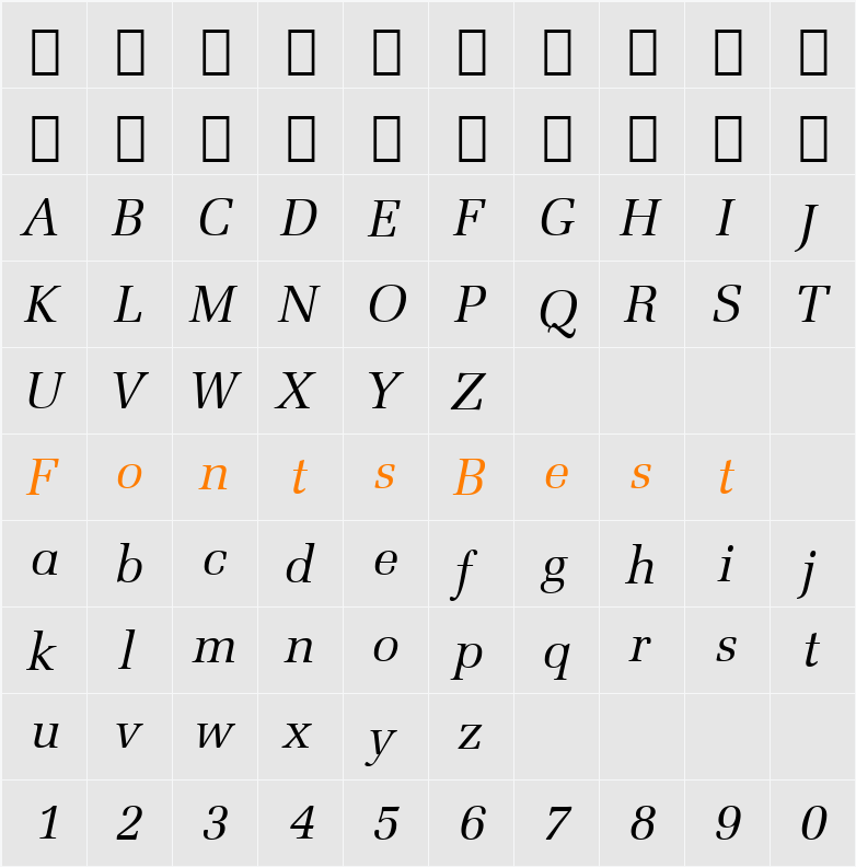 ZapfEllipt BT Character Map