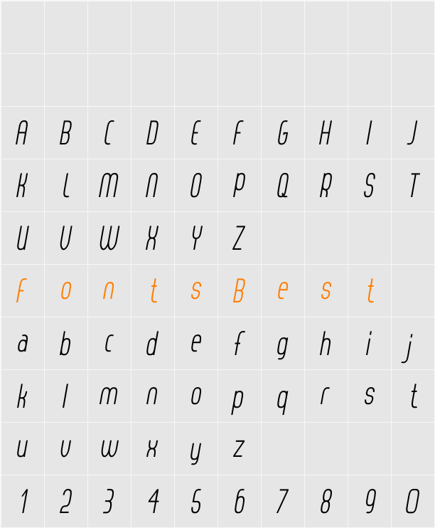 Thorup Sans Italic Character Map