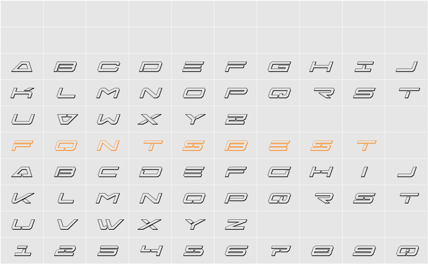 Free Agent 3D Italic Character Map