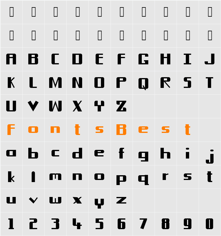 Brown Rubber 101 Character Map