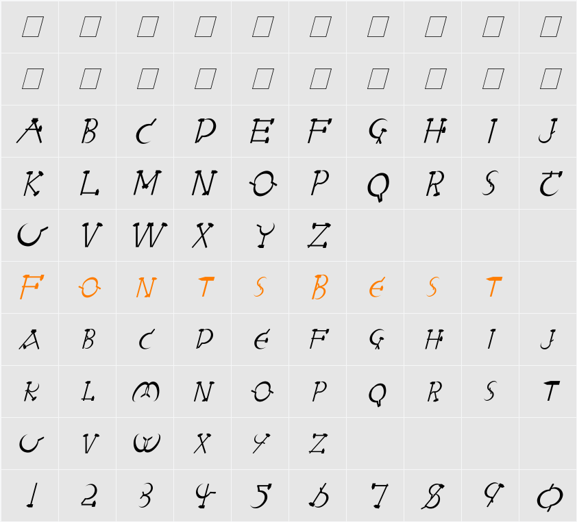 RedLetter italic Character Map