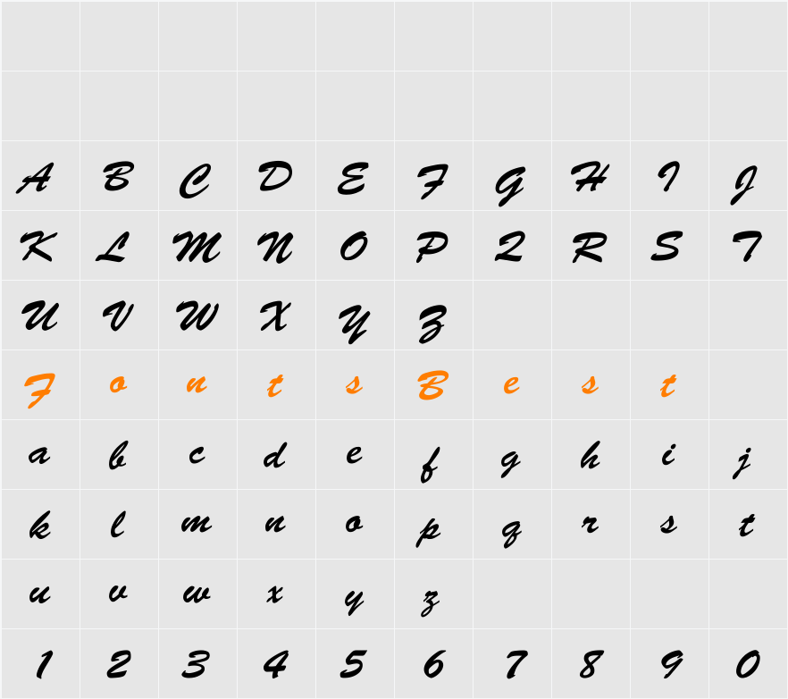 Brushman Character Map