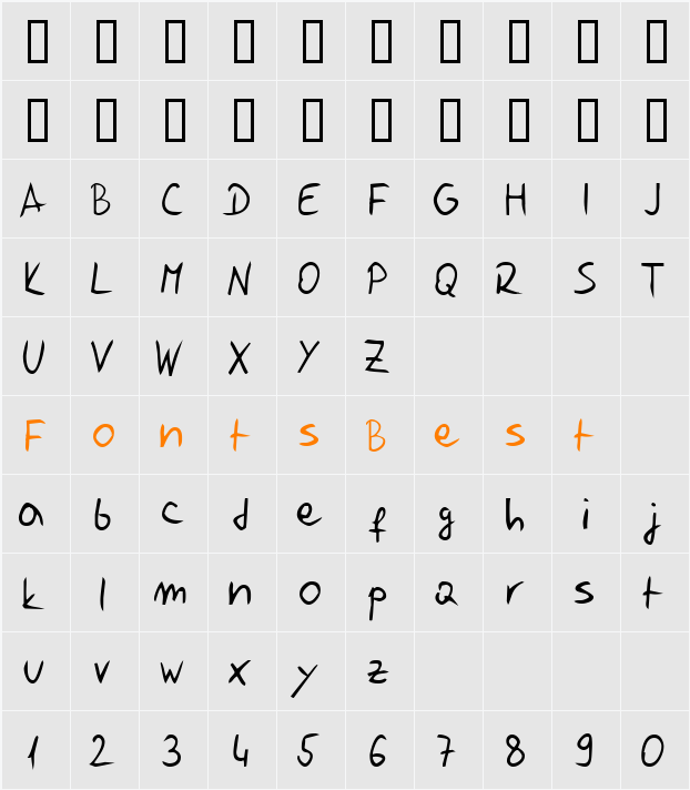 Jelusic Rukopisni Character Map