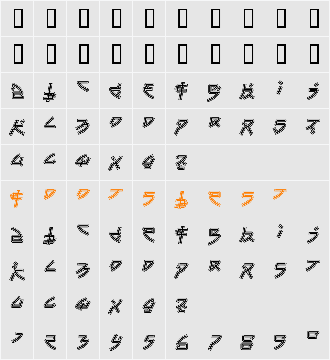 TsunamiInline Character Map