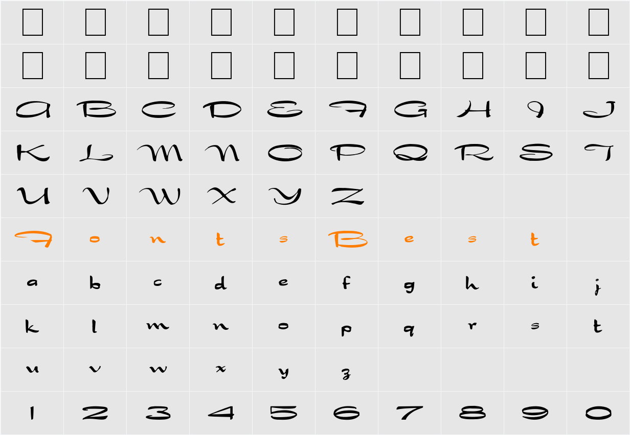 FZ JAZZY 30 Character Map