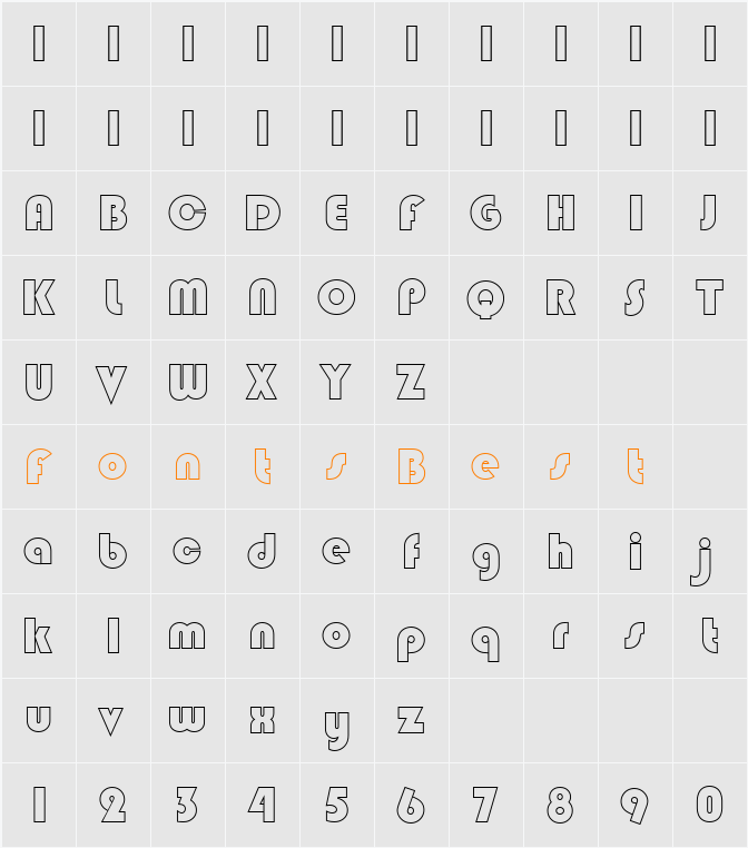 Blippo Becker Outline Character Map