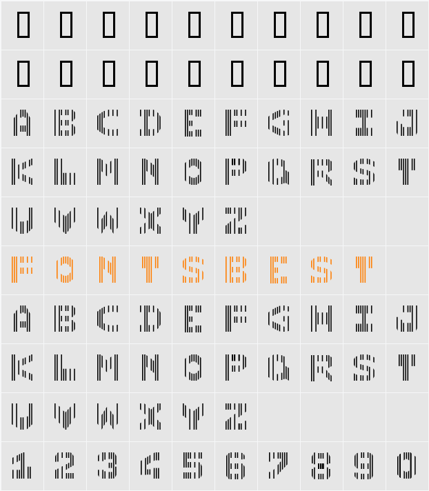 JI-Shimmy Character Map