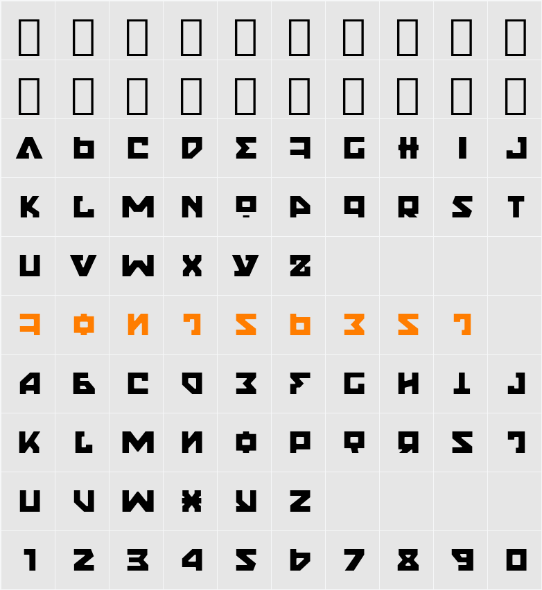 Nyet Light Character Map