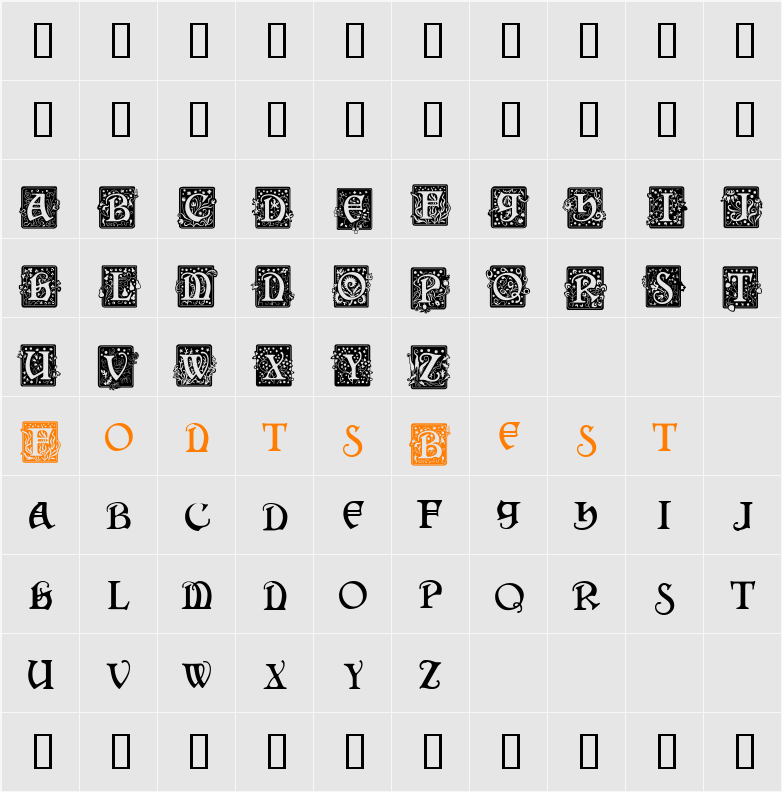 SquareCaps Character Map