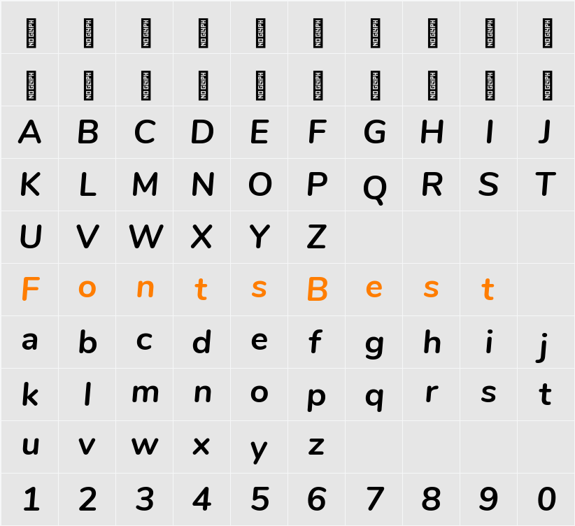 Nunito Character Map