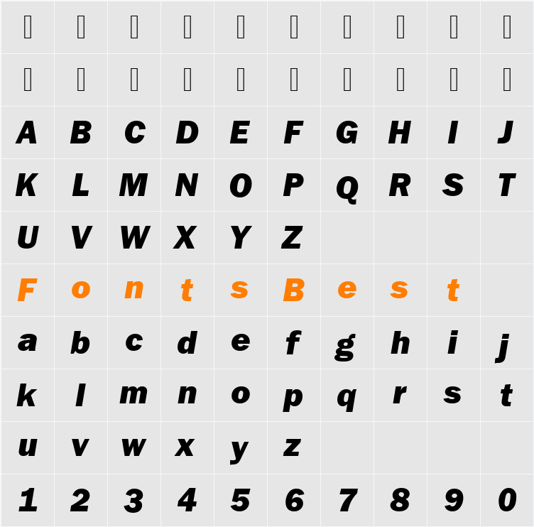 FranklinGotItcTEEHea Character Map