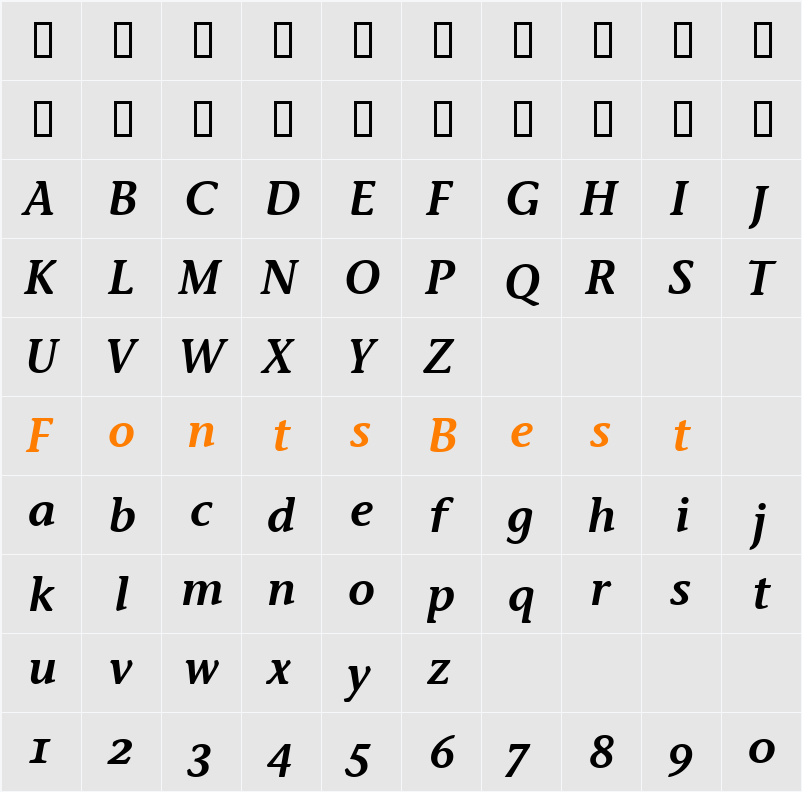 Stone Inf Sem OS ITC TT Character Map