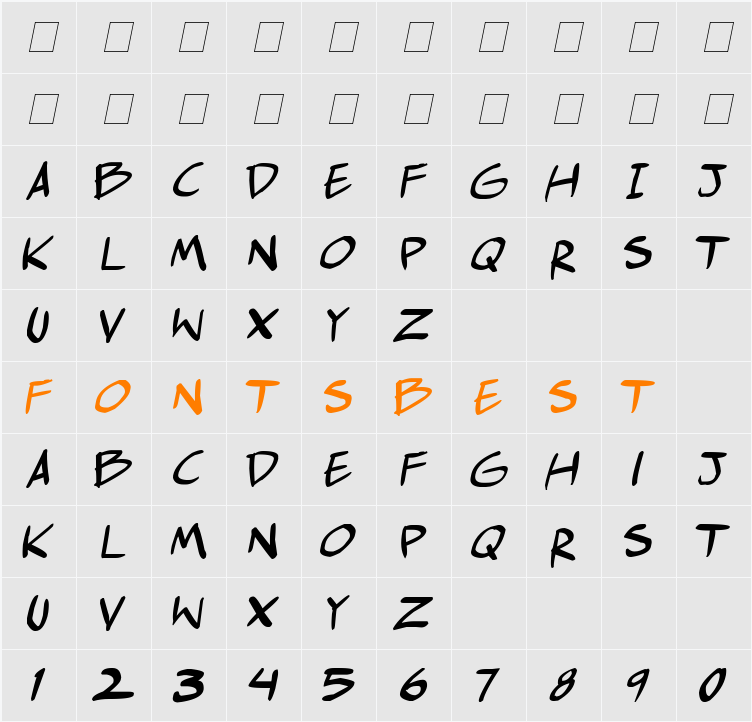 comic huslte Character Map