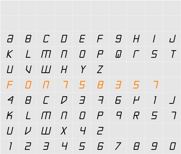 Escape Artist Bold Semi-Italic Character Map