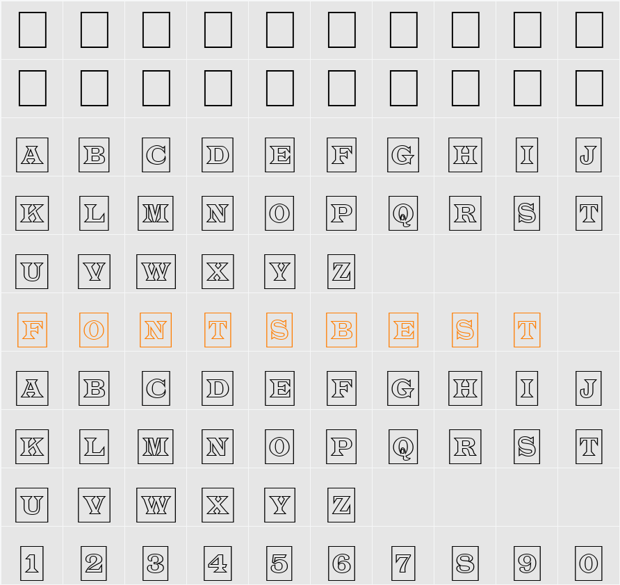 a_LatinoTitulCmOtl Character Map