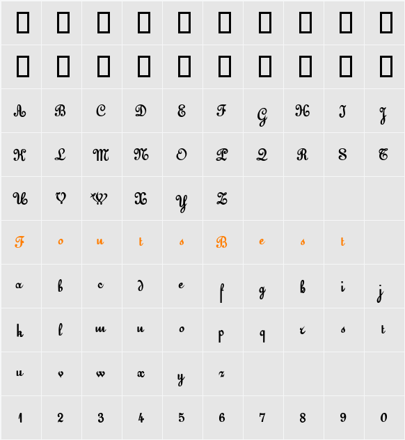 EustonScriptSSK Character Map