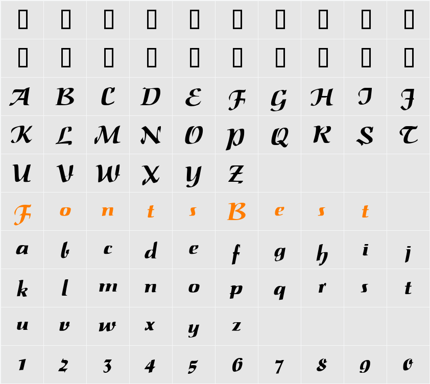 Saltino Character Map