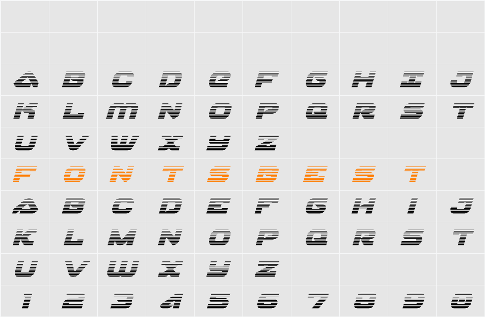 Skyhawk Scanlines Italic Character Map