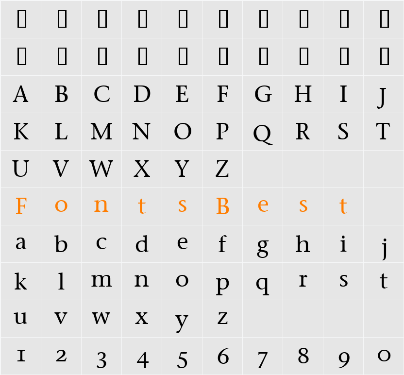 Stone Serif OS ITC TT Character Map