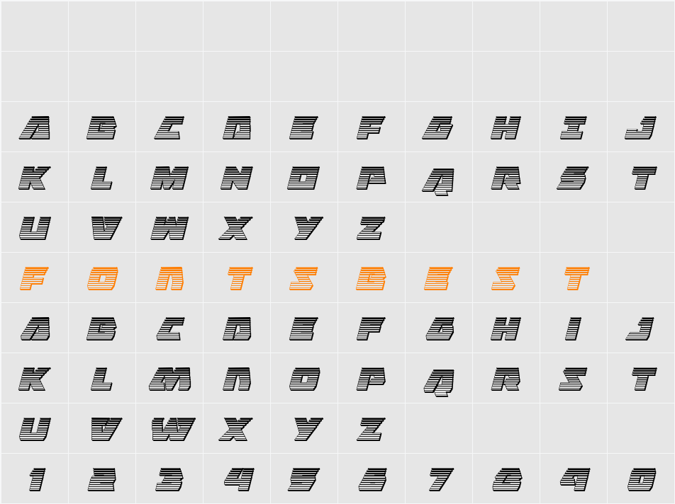Eagle Strike Chrome Italic Character Map