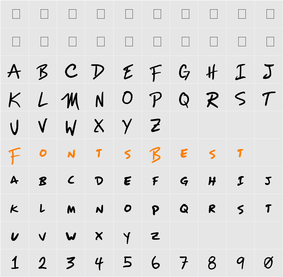 mizike Character Map