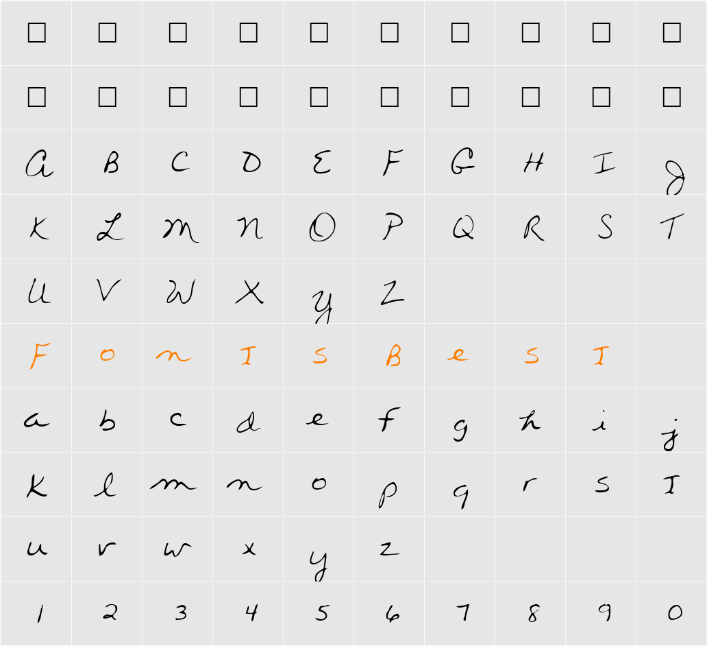 Holitas Character Map
