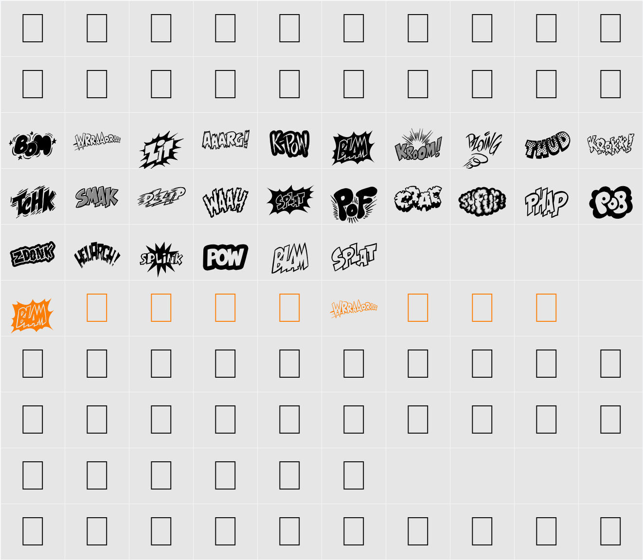 OnomatoBom Character Map