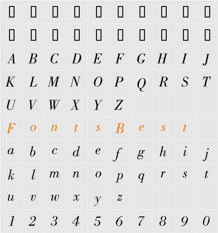 BodoniBookSSi Character Map