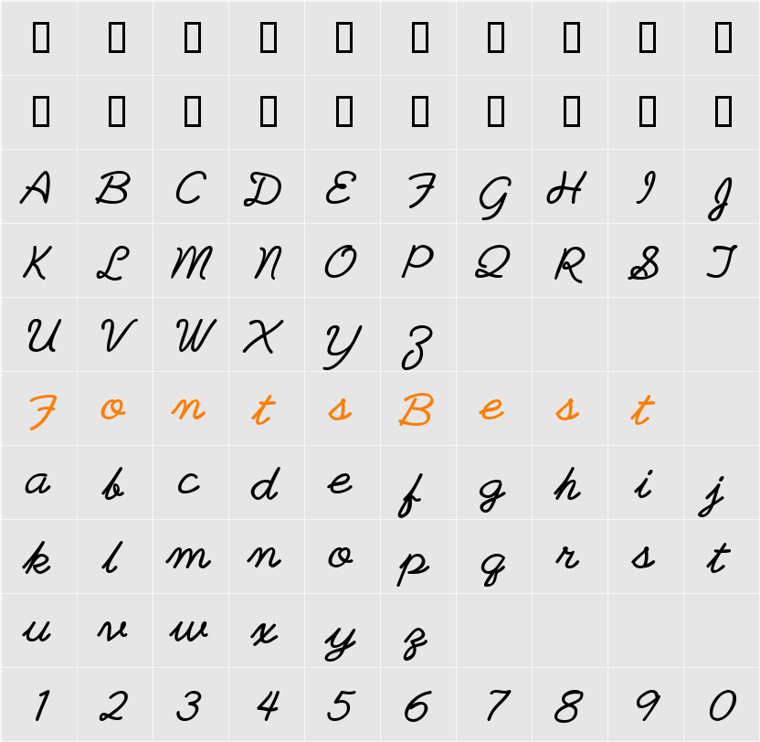 PlainPensle Character Map
