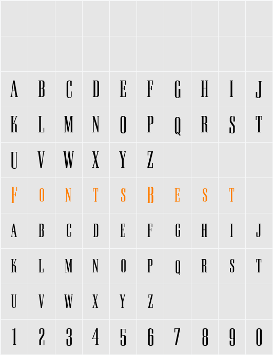 PallMallLightTitling Character Map