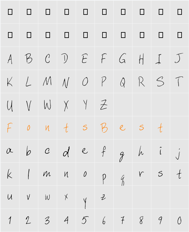 FZ HAND 6 Character Map