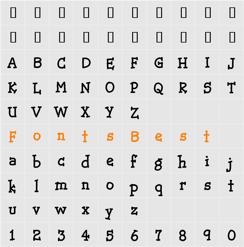 GweetHmkBold Character Map