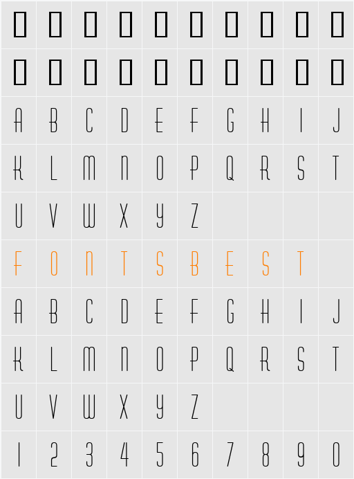 Huxley Vert ICG Character Map