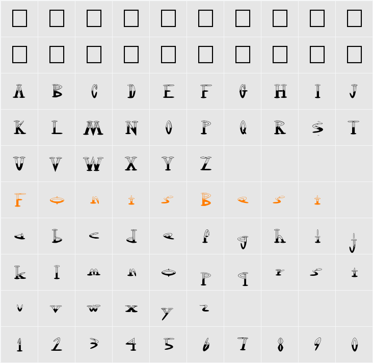 OutwestHalfFull Character Map