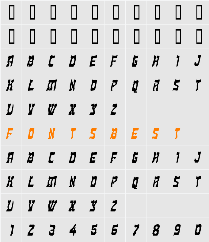 Kosher Condensed Character Map