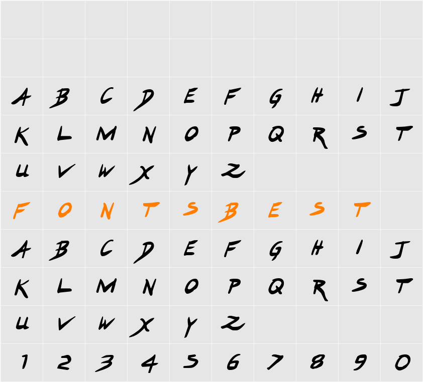 Hakturus Bold Italic Character Map